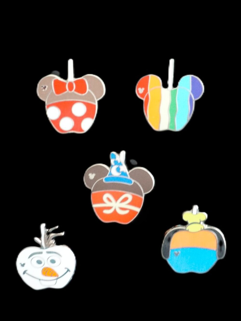 Disney Pin Trading 5 Pin Lot Featuring Character Candy Apples Hidden Mickey (081
